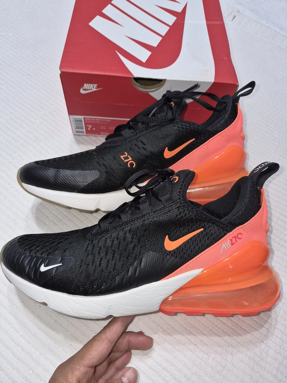 Nike Kids Air Max 270 Black & Orange Athletic Shoes